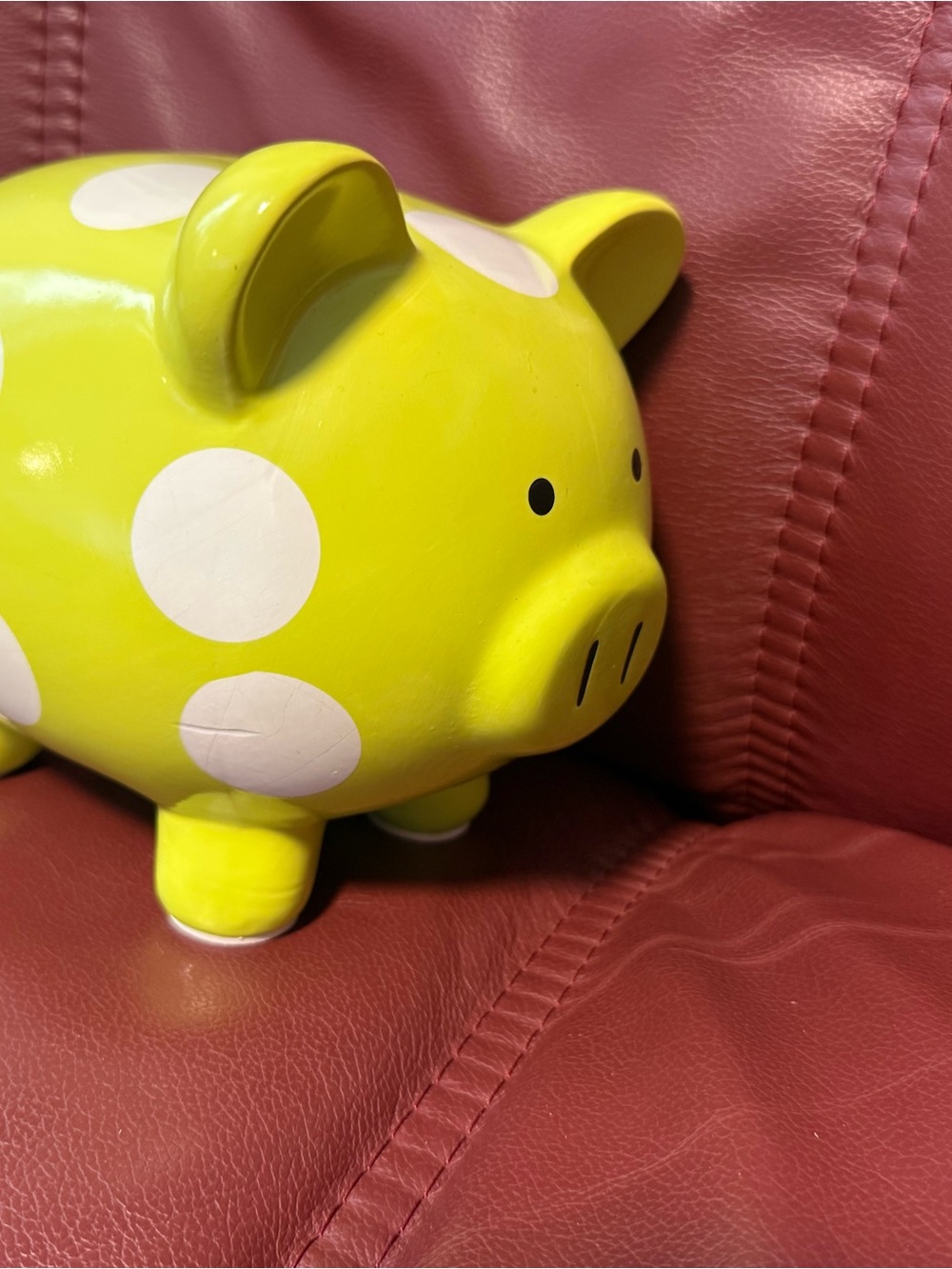 Bright Yellow Polka Dot Ceramic Piggy Bank
